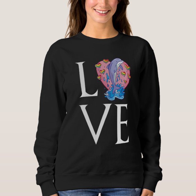 Dolphin Love Whale Cute Dolphins Underwater world  T Shirt (Framsida)