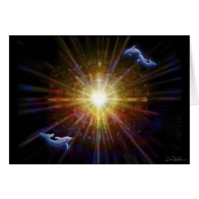 Dolphin Mandala Hälsningskort (Framsidan Horizontal)