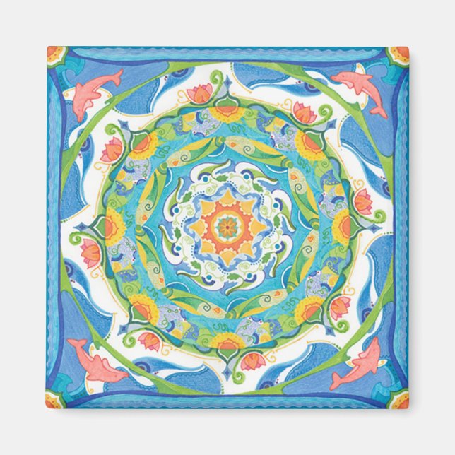 Dolphin Mandala-kylmagnet Magnet (Framsidan)
