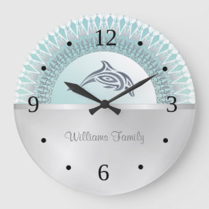 Dolphin Mandala Silver kustfamilj Namn Stor Klocka