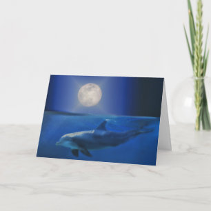 Dolphin Måne och Universe födelsedagskort Kort