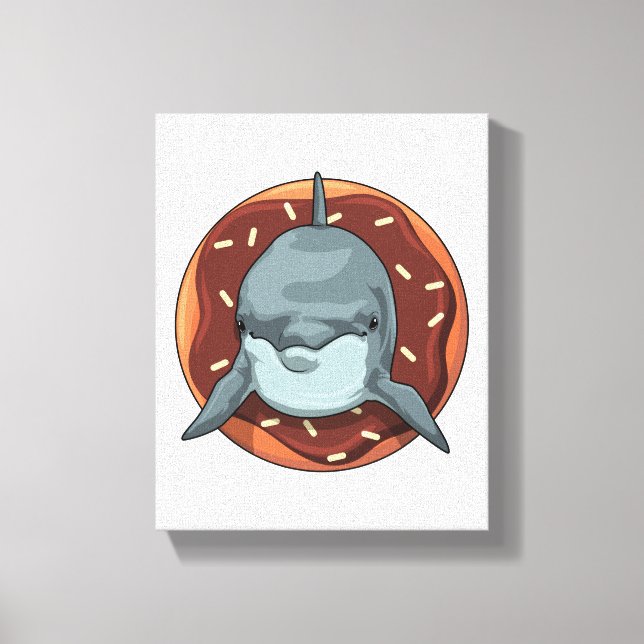 Dolphin med Donut Canvastryck (Framsida)
