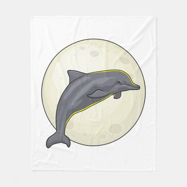 Dolphin med Måne Fleecefilt (Framsidan)