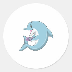 Dolphin med Pearl Runt Klistermärke