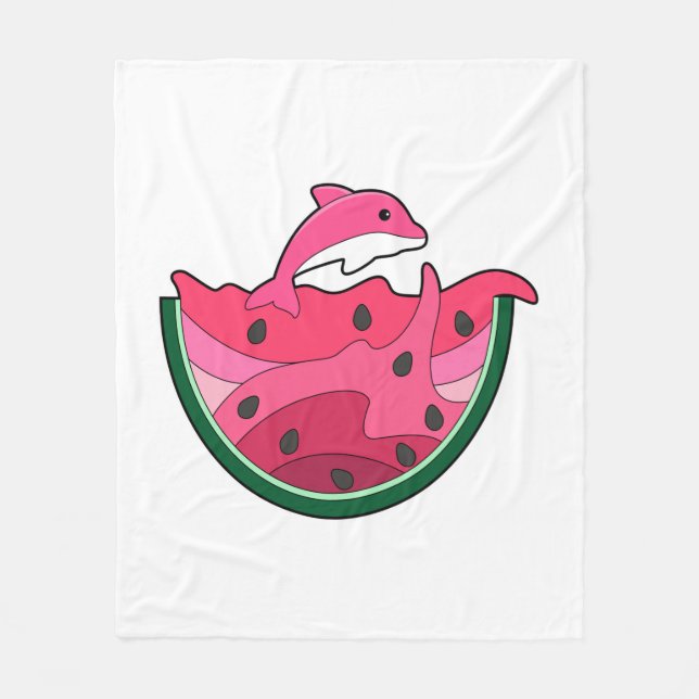 Dolphin med Watermelon Fleecefilt (Framsidan)