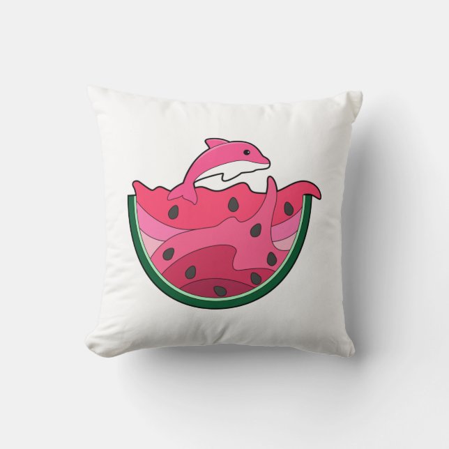 Dolphin med Watermelon Kudde (Framsida)