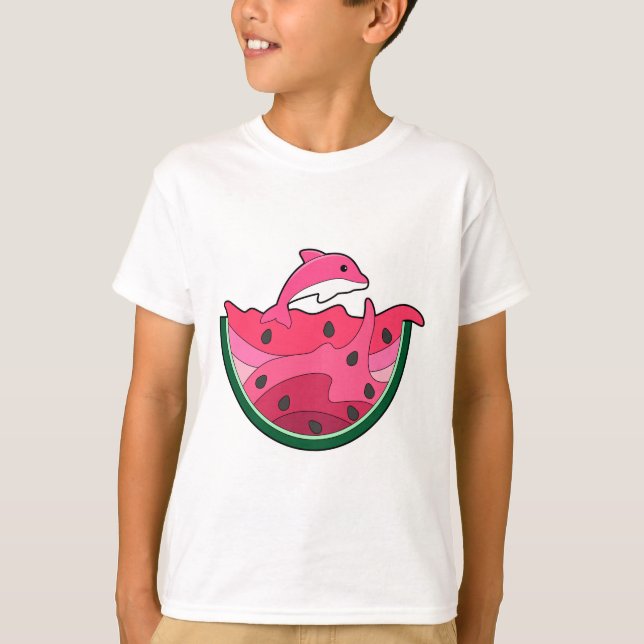 Dolphin med Watermelon T Shirt (Framsida)