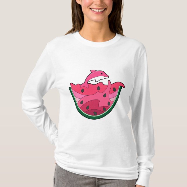 Dolphin med Watermelon T Shirt (Framsida)