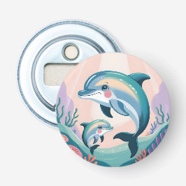 Dolphin Mom and Baby Flasköppnare