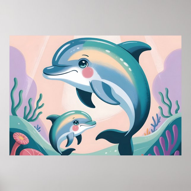 Dolphin Mom and Baby Poster (Framsidan)