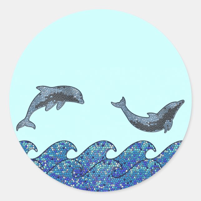 dolphin mosaic runt klistermärke (Framsida)
