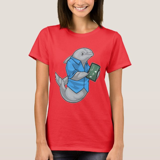 Dolphin Music Teacher Music notes T Shirt (Framsida)