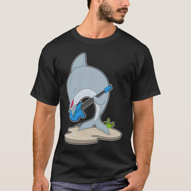 Dolphin Musician Guitar Music T Shirt (Framsida)