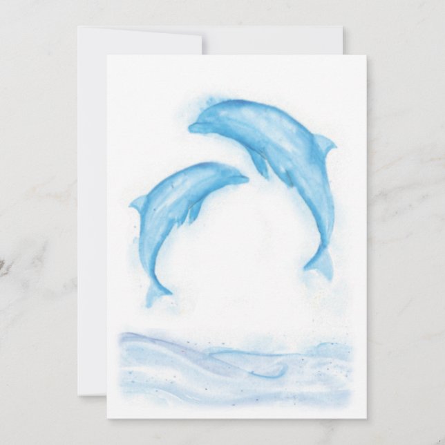 Dolphin Notecard med vattenfärg Anteckningskort (Framsida)