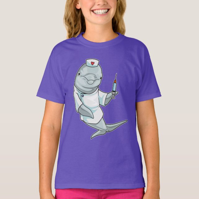 Dolphin Nurse Syringe T Shirt (Framsida)