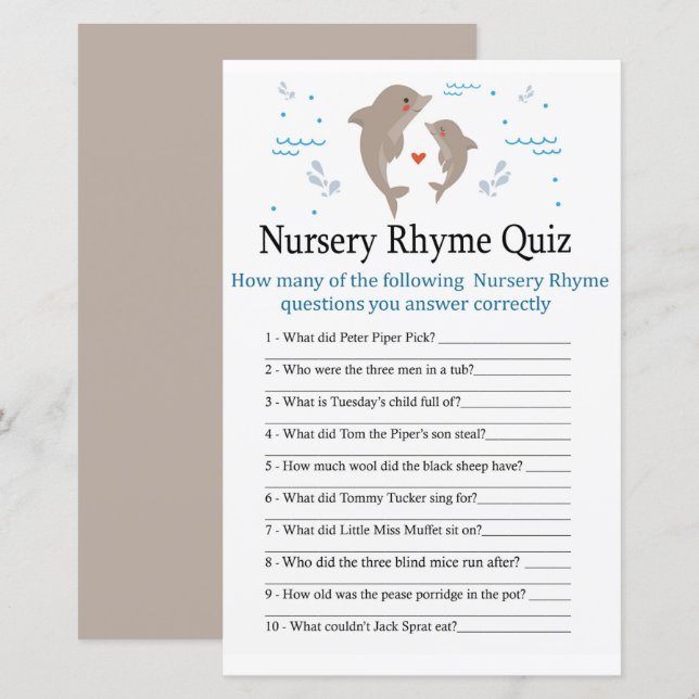 Dolphin Nursery Rhyme Quiz babyduschspel (Fram/baksida)