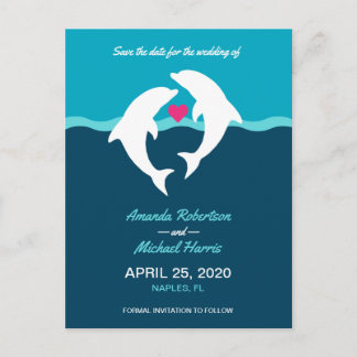 Dolphin Ocean Bröllop spara datum Vykort