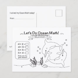 Dolphin Ocean Math Coloring Postcard Vykort