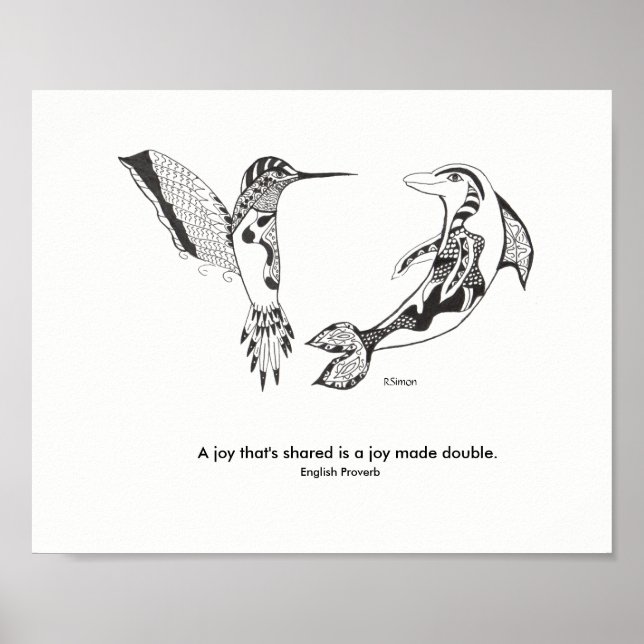 Dolphin och Hummingbird Joy Poster (Framsidan)