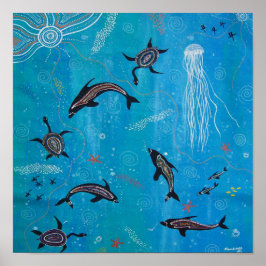 Dolphin och Turtle Dreaming Poster
