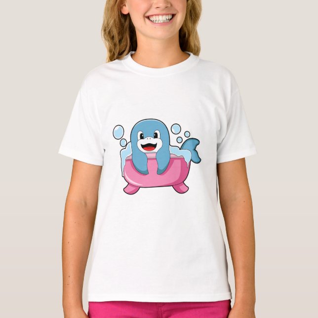 Dolphin on Bathtub T Shirt (Framsida)