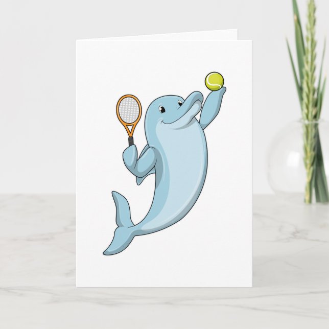 Dolphin på Tennis med Tennis racket Kort (Framsida)