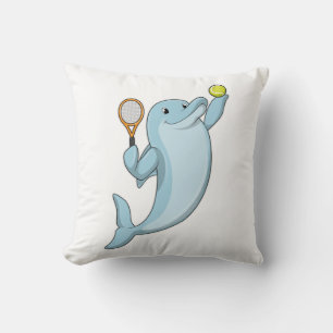 Dolphin på Tennis med Tennis racket Kudde