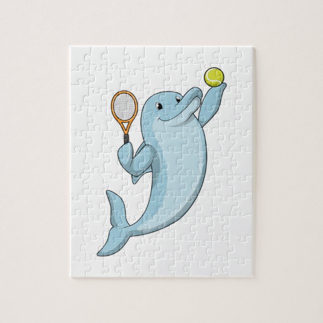 Dolphin på Tennis med Tennis racket Pussel (Vertikal)