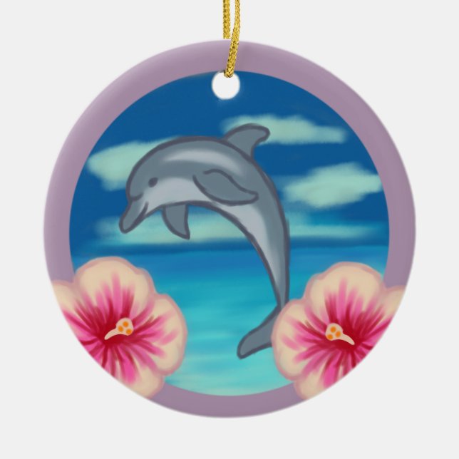 Dolphin Paradise Julgransprydnad Keramik (Framsidan)