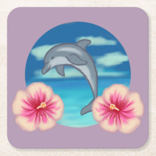 Dolphin Paradise Underlägg Papper Kvadrat