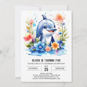 Dolphin Party födelsedag i Baby Inbjudningar