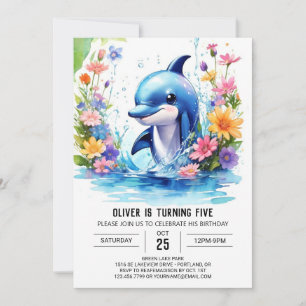 Dolphin Party födelsedag i Baby Inbjudningar