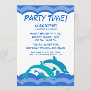 Dolphin Party Time Birthday Inbjudningar
