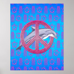 Dolphin Peace Rosa Poster