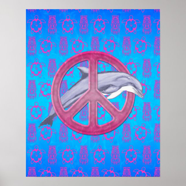 Dolphin Peace Rosa Poster (Framsidan)