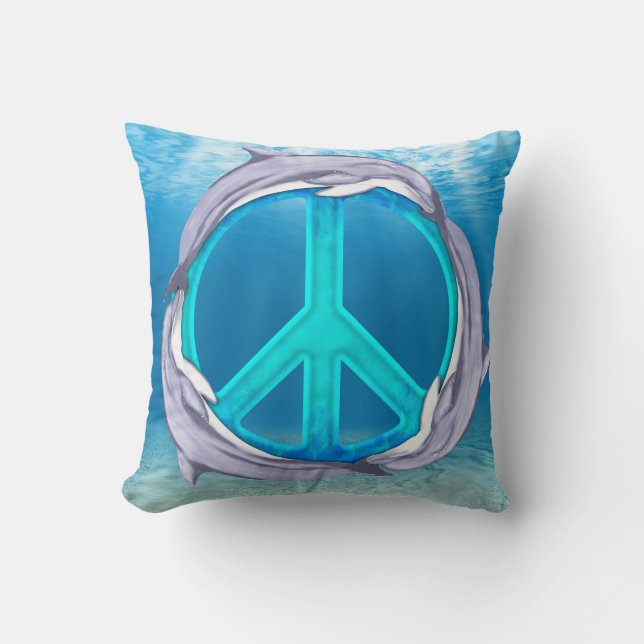 Dolphin Peace Symbol Kudde (Framsida)