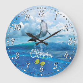 Dolphin Personalizable Wall Clock Stor Klocka