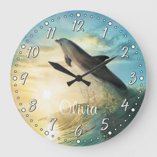 Dolphin Personalizable Wall Clock Stor Klocka