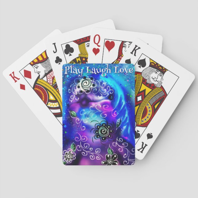 Dolphin Play Laugh Love Whimsical Painting Art  Casinokort (Baksidan)