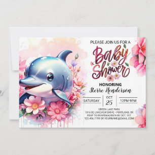 Dolphin Playground Girl Baby Shower-inbjudan Inbjudningar