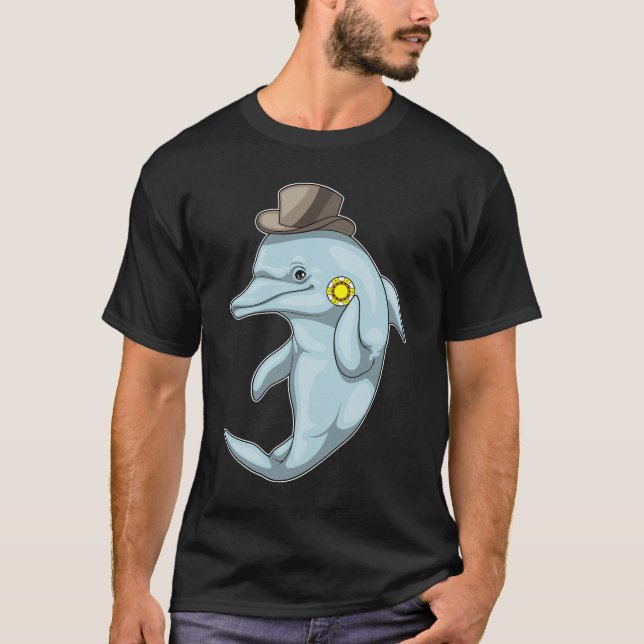 Dolphin Poker Poker chip T Shirt (Framsida)