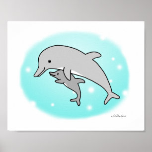 Dolphin Poster Dolphin Nursery Art Mamma & Baby