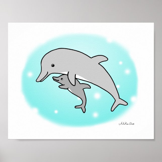 Dolphin Poster Dolphin Nursery Art Mamma & Baby (Framsidan)