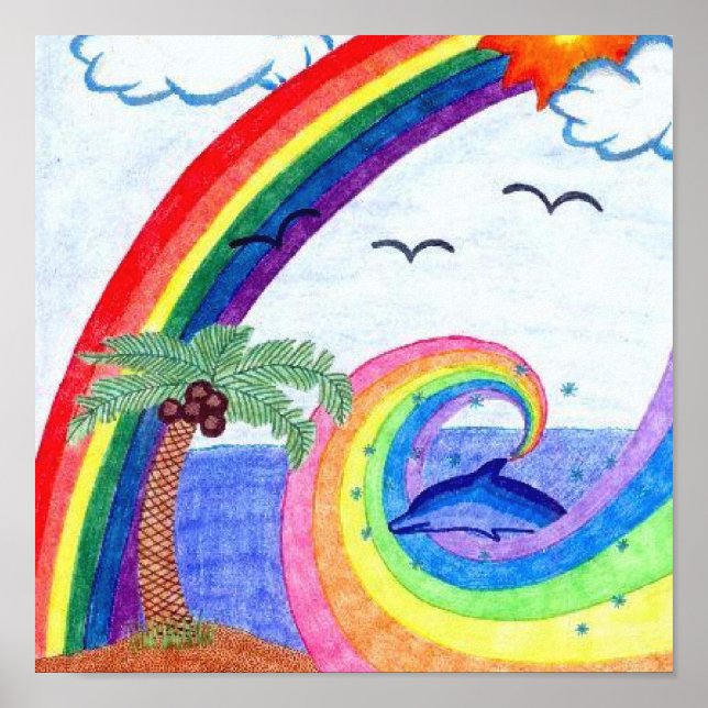 Dolphin Rainbow Poster (Framsidan)