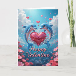 Dolphin Rose Valentine Romantic Ocean Love  Helgkort
