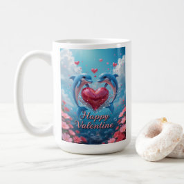 Dolphin Rose Valentine Romantic Ocean Love Kaffemugg