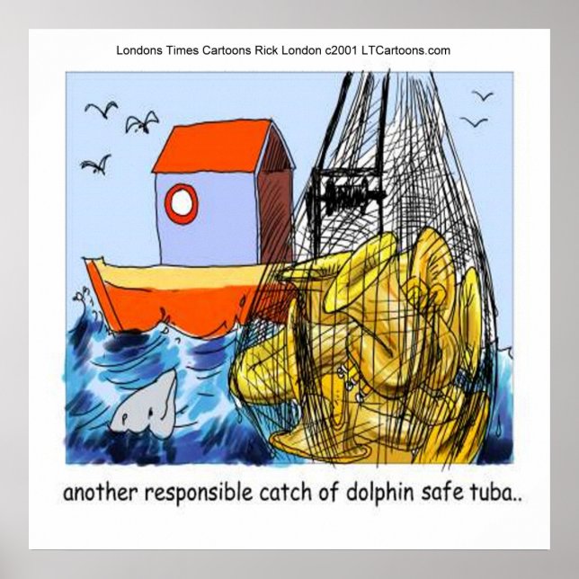 Dolphin-Säker Tuba Funny Poster (Framsidan)