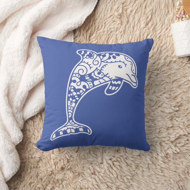 Dolphin sea animal mandala kudde (Filt)