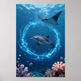 Dolphin Sea Poster – Magical Ocean Aesthetic Wall 