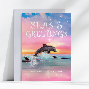 Dolphin Seas & Greetings Beach Christmas Julkort